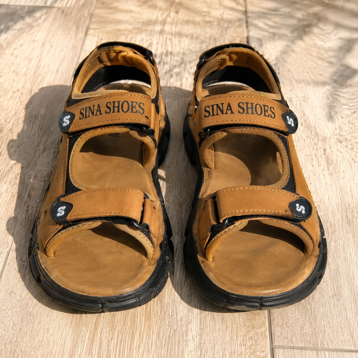 کفش صندل مردانه تابستانی مدل Sina Shoes -عسلی